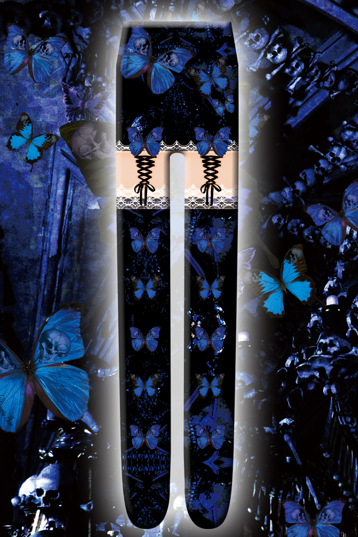 Gothic Butterflyタイツ【ブルー】（9月下旬~10月上旬お渡し予定）